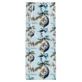 青エレガントいクリスマスの白馬引用文 ワインギフトバッグ (裏面)