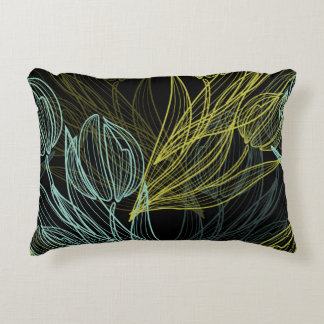 青エレガントいチューリップ模様 アクセントクッション