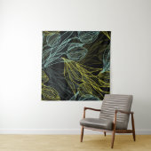 青エレガントいチューリップ模様 タペストリー (インサイチュ(横))