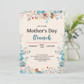青エレガントいワイルドフラワータンマザーズデイブランチ 招待状 (スタンド正面)