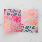 青エレガントい幾何学的な渦巻きを持つ黄色い孔雀 シーズンカード (内部)