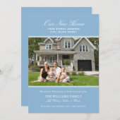 青エレガントい新しいホーム写真の移動 案内状 (正面/裏面)