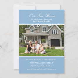 青エレガントい新しいホーム写真の移動 案内状