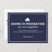 青エレガントい新しいホーム引越し案内 案内ポストカード (正面/裏面)