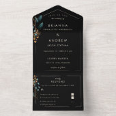 青エレガントい植物学オールインワン招待状 オールインワン招待状 (内側)