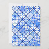 青エレガントい白い花の香結婚り セーブザデート (裏面)