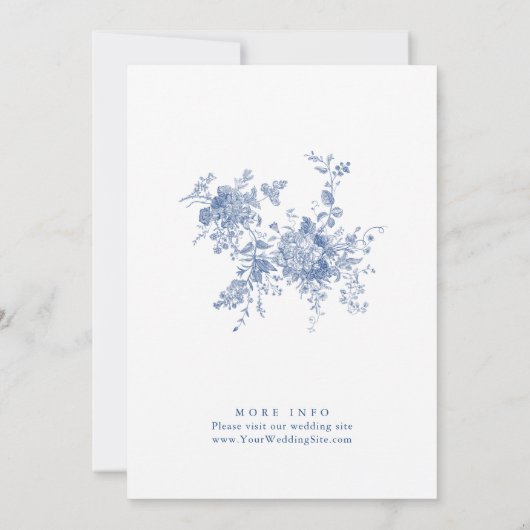 青エレガントい花を下さい 招待状 (裏面)