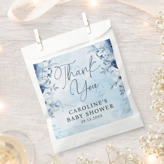 青エレガントい花男の子のシャワー フェイバーバッグ (クリップ留めされた状態)