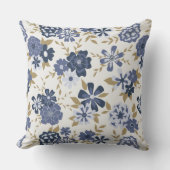 青エレガントい花 クッション (正面)