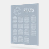 青エレガントい葉冠モノグラム結婚の座席 アクリルサイン (傾斜)