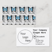 青エレガントい裏蝶シャドーモノグラム 名刺 (正面/裏面)