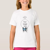 青エレガントい裏蝶シャドーモノグラム Tシャツ (正面)