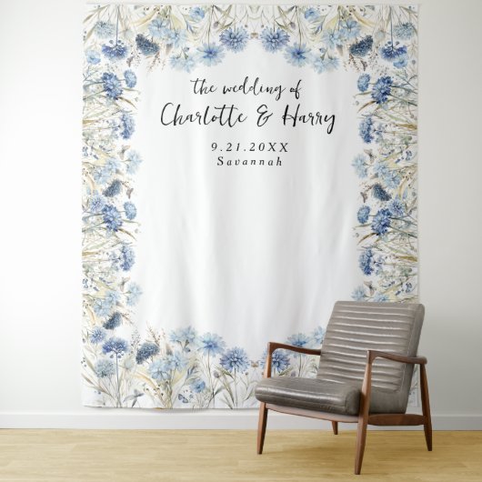 青エレガントい野結婚花の写真の背景 タペストリー (インサイチュ)