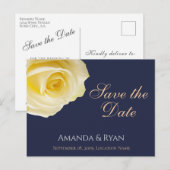 青エレガントい黄色いバラの結婚式が日付を救う 案内ポストカード (正面/裏面)