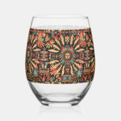 青エレガントい「夢アステカ」の茎のないワイングラス ステムなしワイングラス (左)