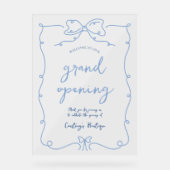 青エレガントお洒落弓の透明イベント アクリルサイン (正面)