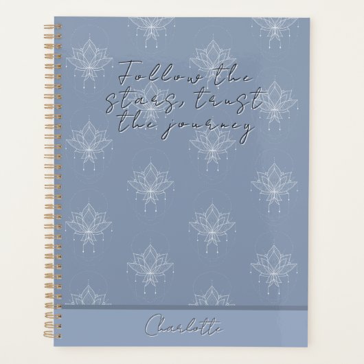 青エレガントかわいらしフローラハ後を追ス・ザ・スターズ プランナー手帳 (正面)