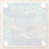 青エレガントかわいらし金属化フラワーアート ガラスコースター (裏面)