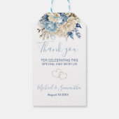 青エレガントとアイボリーのバラ結婚 ギフトタグ (裏面)