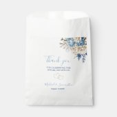 青エレガントとアイボリーのバラ結婚 フェイバーバッグ (正面)