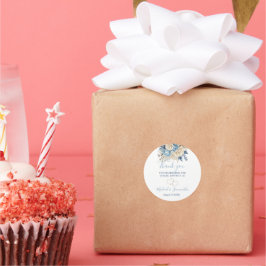 青エレガントとアイボリーのバラ結婚 ラウンドシール