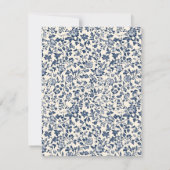 青エレガントとクリームのフローラヴィンテージスタイル セーブザデート (裏面)