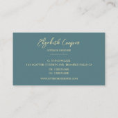 青エレガントとクリームの葉のパターン 名刺 (裏面)