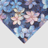 青エレガントとピンクの花モザイクガラスパターン 薄葉紙 (詳細)