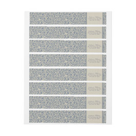 青エレガントとベージュのダマスクのパタ結婚ーン ラップアラウンドラベル