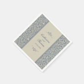 青エレガントとベージュのパタ結婚ーン スタンダードカクテルナプキン (角)