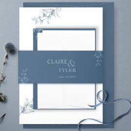 青エレガントとミニマル結婚の 招待状ベリーバンド