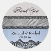 青エレガントと灰色ありがとう ラウンドシール (正面)