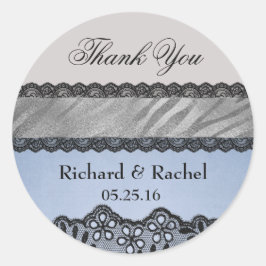 青エレガントと灰色ありがとう ラウンドシール