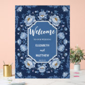 青エレガントと白のアンティーク結婚の アクリルサイン (ウェディング)