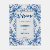 青エレガントと白のアンティーク結婚の アクリルサイン (正面)