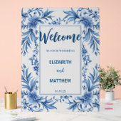 青エレガントと白のアンティーク結婚の アクリルサイン (ウェディング)