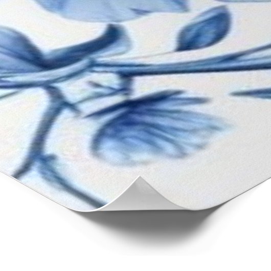 青エレガントと白のアンティーク結婚の ポスター (角)