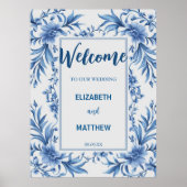 青エレガントと白のアンティーク結婚の ポスター (正面)