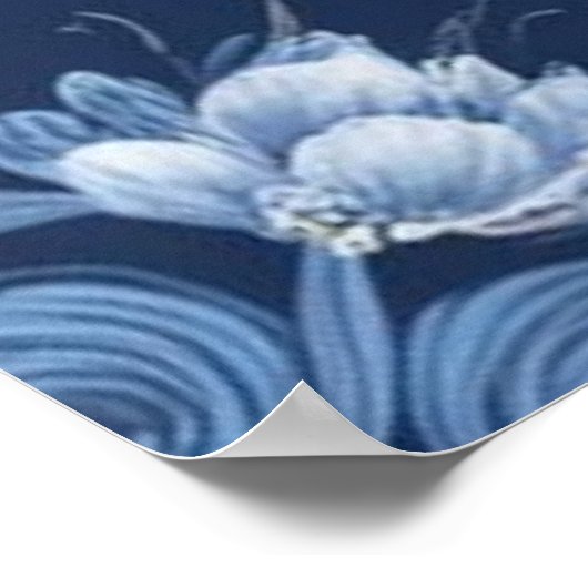 青エレガントと白のアンティーク結婚の ポスター (角)