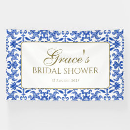 青エレガントと白のイタリアンスタイル 横断幕