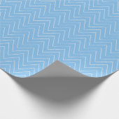 青エレガントと白のシェブロンのギフトラップ ラッピングペーパー (角)