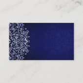 青エレガントと白のダマスク冬の結婚式 プレイスカード (裏面)