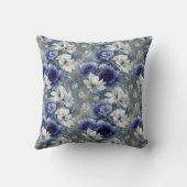 青エレガントと白のバラとユリ クッション (裏面)