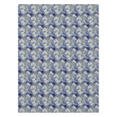 青エレガントと白のバラとユリ テーブルクロス (正面)