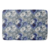青エレガントと白のバラとユリ バスマット (正面)