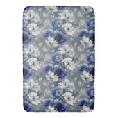 青エレガントと白のバラとユリ バスマット (正面縦)