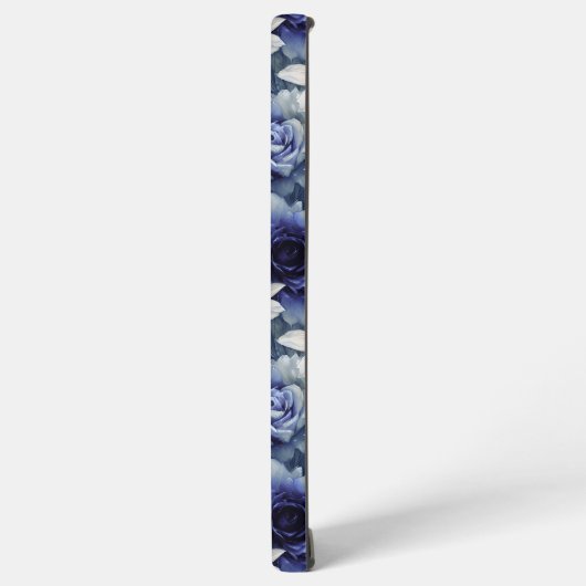 青エレガントと白のバラとユリ SAMSUNG GALAXYケース (左側面)