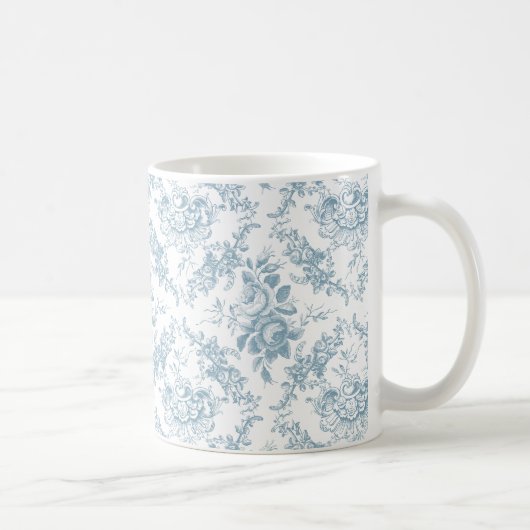 青エレガントと白のフローラ コーヒーマグカップ (右)