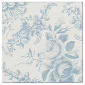 青エレガントと白のフローラ ファブリック (クローズアップ)