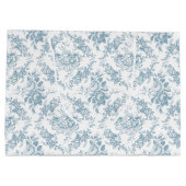 青エレガントと白のフローラ ラージペーパーバッグ (裏面)